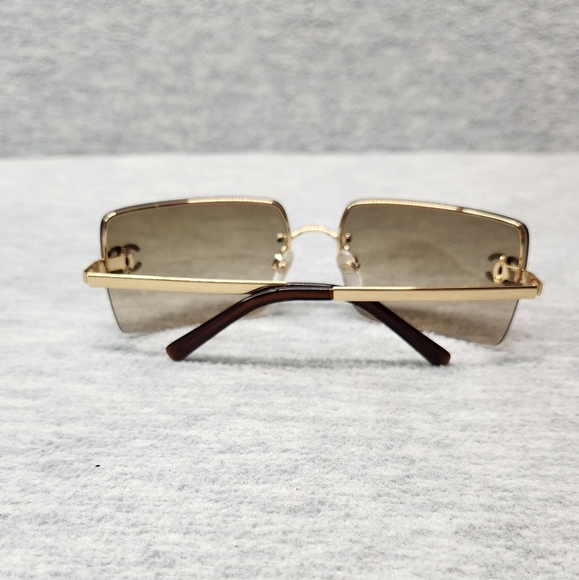Vintage Authentic Chanel Rhinestone CC Rimless Gradient Gold Sunglasses 4092B - Picture 11 of 15